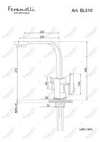 Смеситель для кухни под фильтр Feramolli  BL510, черный схема 2