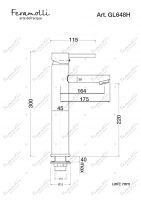 Смеситель для раковины Feramolli GL648H, золото схема 2