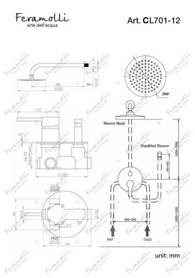 Душевая система Feramolli CL701-12 (30см.), хром ФОТО