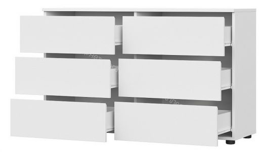 Комод 6 ящиков Токио Белый текстурный
