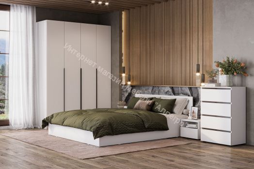 Комод 4 ящика Токио Белый текстурный