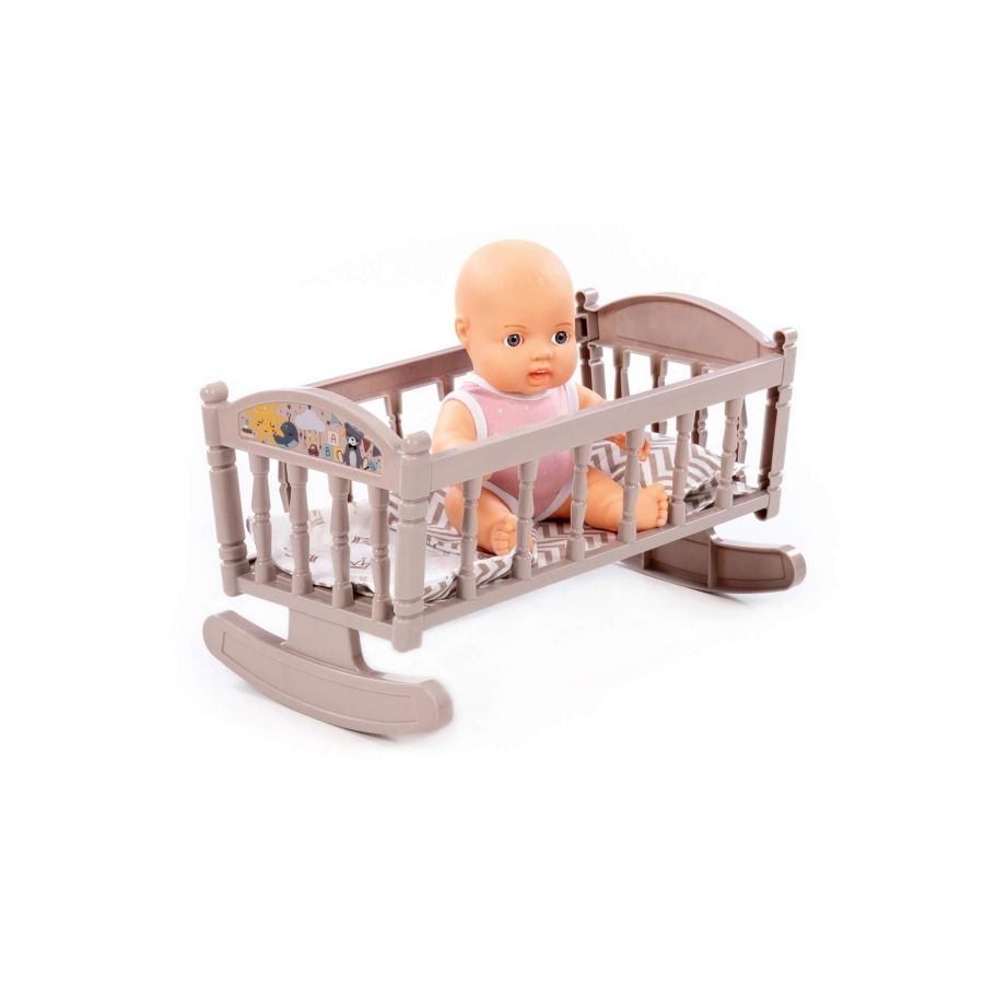 Пупс "Славный" (24 см) + кроватка-качалка №4 (8 элементов) (в пакете)