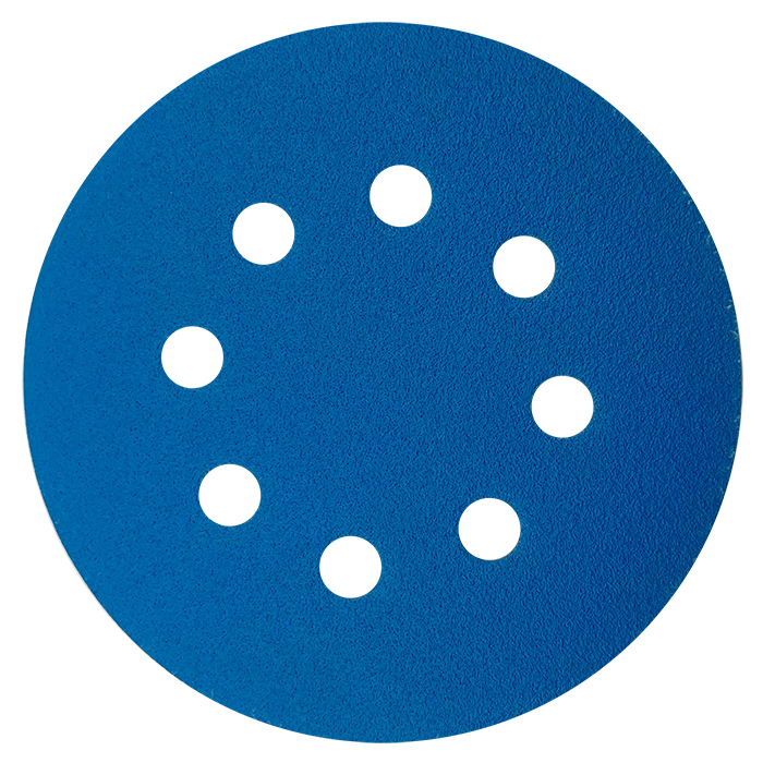 Deerfos SA331 Абразивный круг, липучка, 125мм., Р180, синий, 8 отверстий, в упаковке 100шт.