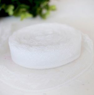 Кружево капроновое 15 мм, цвет натуральный белый, 10 м