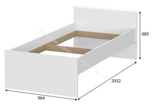 Кровать одинарная 900 Токио Белый текстурный