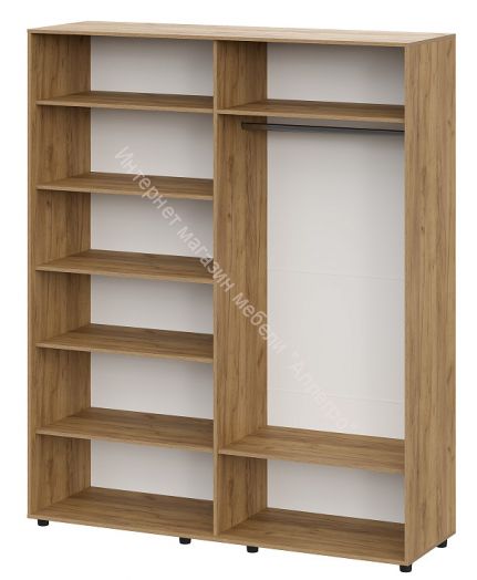 Шкаф четырёхстворчатый Милан с зеркалом Дуб Золотой/Белый Матовый