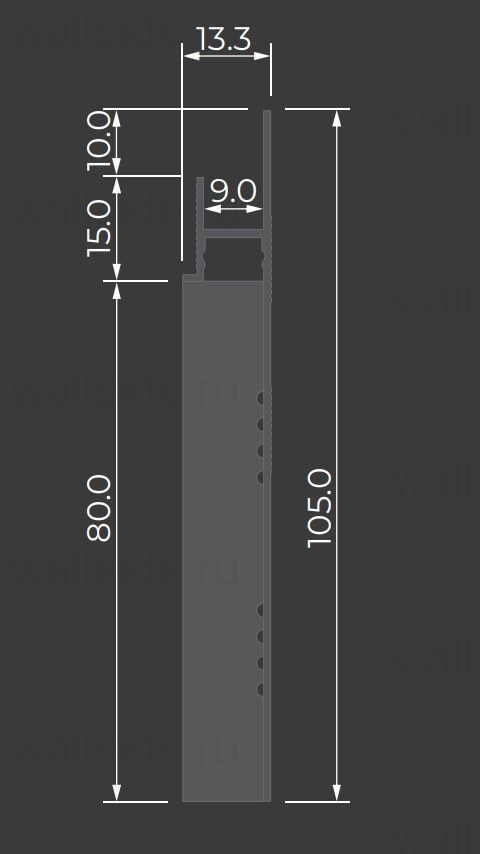 Скрытый плинтус Ликорн С-02.2.1 со вставкой 80 мм