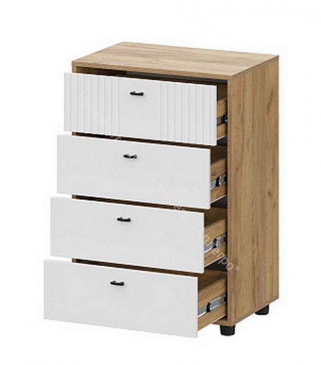 Комод 4 ящика Милан Дуб Золотой/Белый Матовый