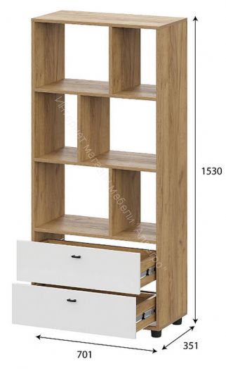 Стеллаж Милан Дуб Золотой/Белый Матовый