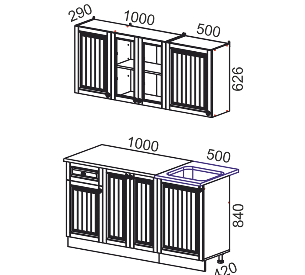 Кухня Хозяюшка МДФ 1,5м