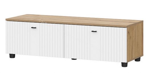 Тумба телевидеоаппаратура со створками Милан Дуб Золотой/Белый Матовый