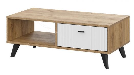 Стол журнальный Милан Дуб Золотой/Белый Матовый