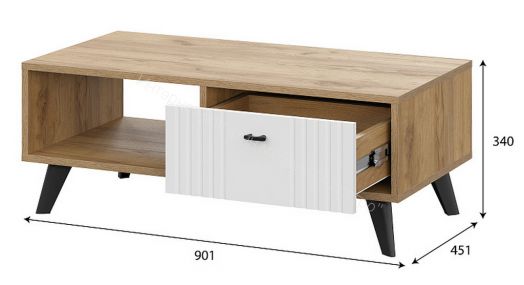 Стол журнальный Милан Дуб Золотой/Белый Матовый