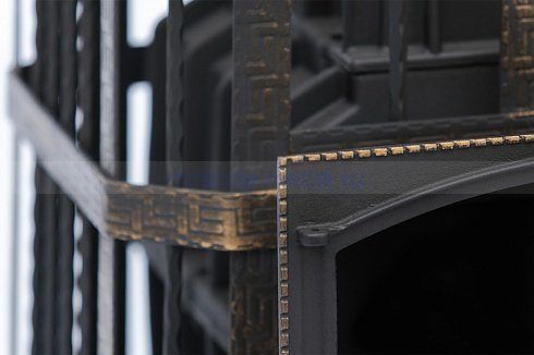 Банная печь чугунная "Сибирь" 32 (сетка) с каминной топочной дверцей