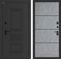 Дверь входная Лабиринт АЛЯСКА ЛАЙТ 25 Бетон светлый (черная вставка) металлическая