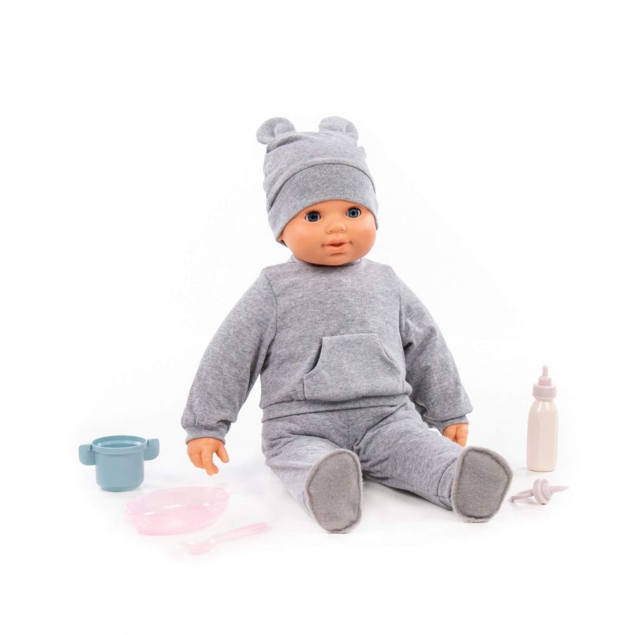 Пупс мягконабивной "Нежный" (46 см) + набор для кормления (5 элементов) (в коробке)