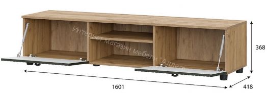 Тумба телевидеоаппаратура со створками и нишей Милан Дуб Золотой/Олива Софт