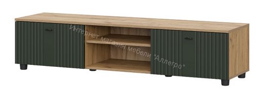 Тумба телевидеоаппаратура со створками и нишей Милан Дуб Золотой/Олива Софт
