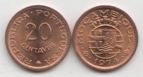 Мозамбик 20 сентаво 1974 год UNC