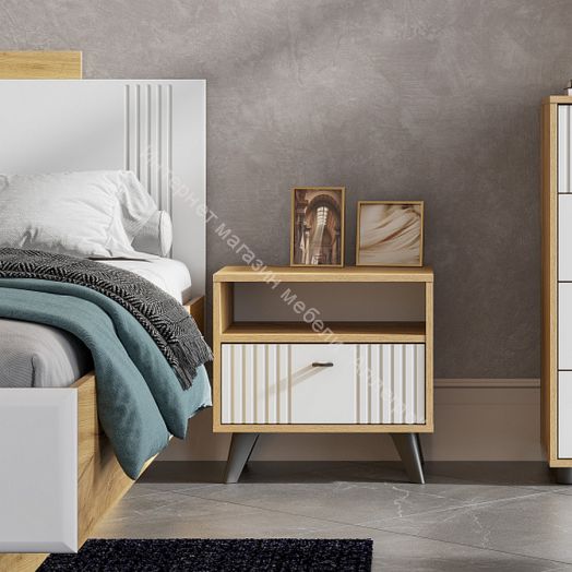 Спальня Милан Дуб Золотой/Белый Матовый