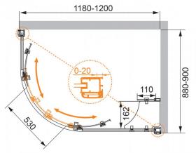 Асимметричный душевой уголок CEZARES ANIMA-W-RH-2-120/90-P-Cr ФОТО