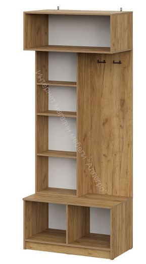 Вешалка с зеркалом Авиньон Дуб Крафт Золотой/Графит серый