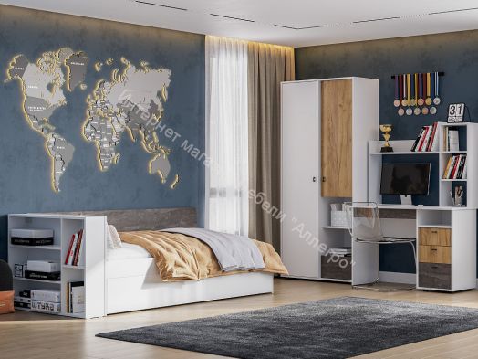 Надстройка на письменный стол Анри Белый Текстурный