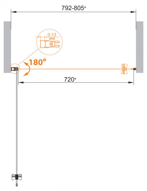 Душевая дверь в нишу 80 см CEZARES ECO-O-B-1-80-C схема 13