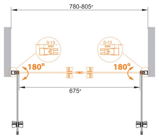 Душевая дверь для проема 80 см CEZARES ECO-O-B-2-80-C-Cr схема 8