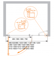 Распашная душевая дверь для проема CEZARES ELENA-W-B-11-90+80-C-Cr схема 5