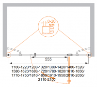 Душевая дверь для проема CEZARES ELENA-W-B-13-80+60/60-C-Cr схема 5
