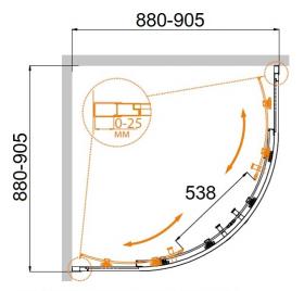 Полукруглый душевой уголок CEZARES MOLVENO-R-2-90-C-Cr-IV 90х90 ФОТО