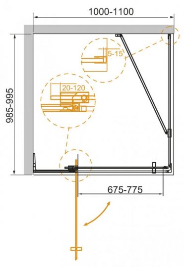 Душевой уголок CEZARES SLIDER-AH-1-100-100/110-GRIGIO схема 22