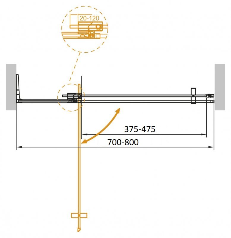 Душевая дверь для проема CEZARES SLIDER-B-1-70/80-C схема 8