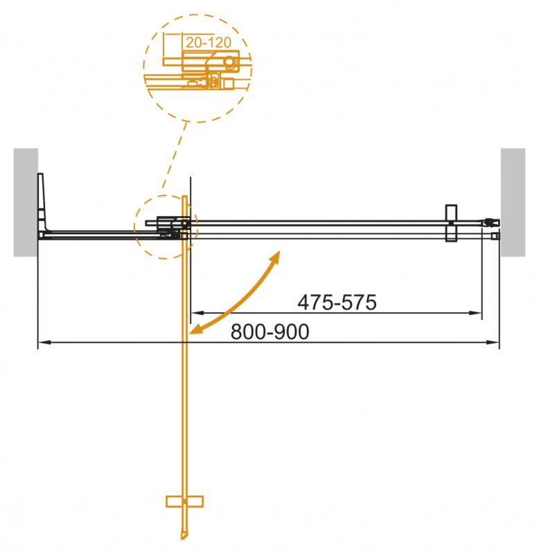 Душевая дверь для проема CEZARES SLIDER-B-1-80/90-BR схема 11