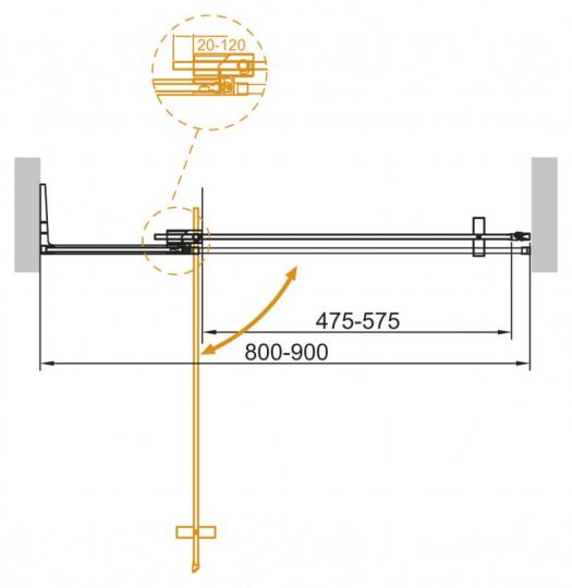 Душевая дверь для проема CEZARES SLIDER-B-1-80/90-BR схема 11