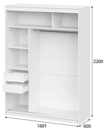 Шкаф-купе ШКП 3 (1,6) Серия 2 Белый текстурный