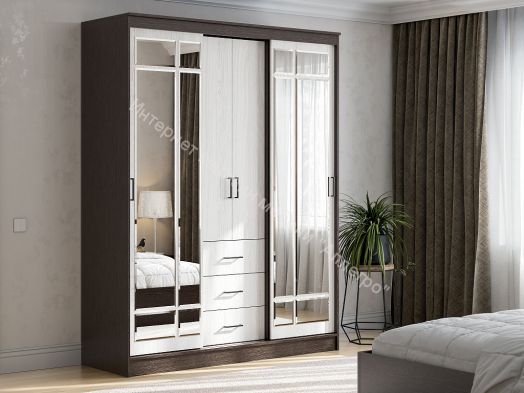 Шкаф-купе ШКП 1 Дуб Венге/Ясень Анкор Светлый