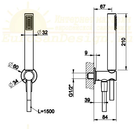 Душевой набор Gessi Shower Sets 58123299 черный матовый схема 1