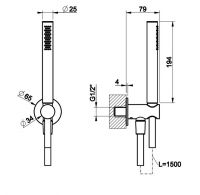 Душевой гарнитур Gessi Shower Sets 54023707 черный металл браш PVD схема 1