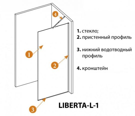 Душевая стеклянная перегородка CEZARES LIBERTA-L-1-TB-110-C с профилем черного цвета схема 9