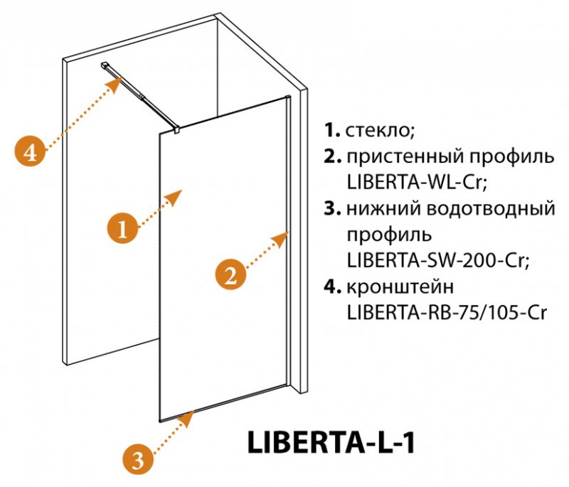 Душевая перегородка CEZARES LIBERTA-L-1-85-C схема 8