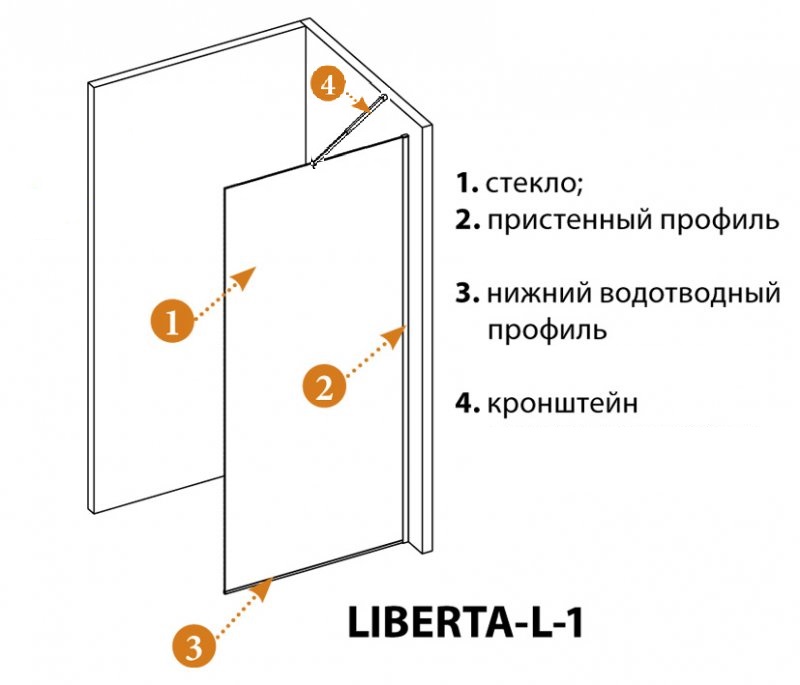 Душевая перегородка универсальная с односторонним входом CEZARES LIBERTA-L-1-TB-100 схема 23