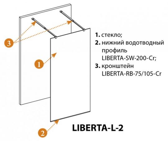 Душевая перегородка CEZARES LIBERTA-L-2-120-GR ФОТО