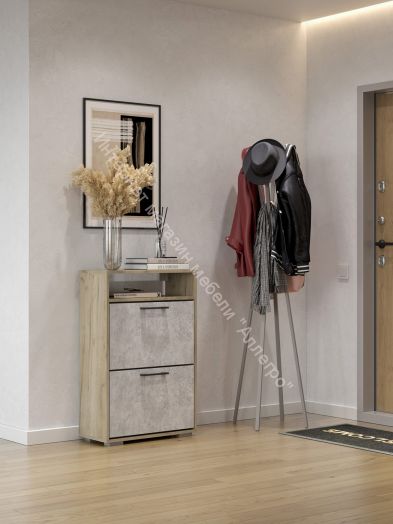 Тумба для обуви "Бостон" ОБ-600 (Дуб крафт серый/Бетонный камень)