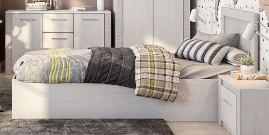 Кровать одинарная 0,9х2,0 Гамма 20  без основания Ясень Анкор светлый/Сандал светлый