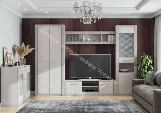 Гостиная Гамма-20  Серия №4 Ясень анкор светлый/Сандал светлый