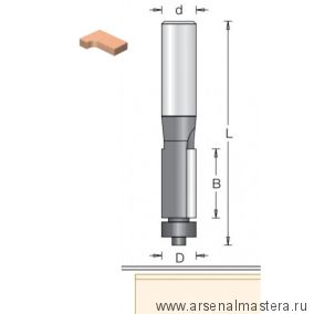 Фреза обгонная с нижним подшипником DIMAR 9.5 x 25.4 x 72 x 8 1010045