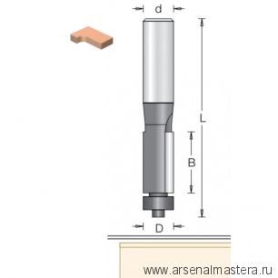 Фреза обгонная с нижним подшипником DIMAR 9.5 x 25.4 x 72 x 8 1010045