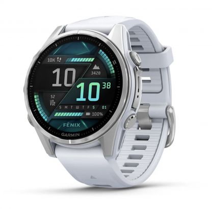 Умные часы Garmin Fenix 8, 43 мм, AMOLED, Silver with White Stone silicone band фото